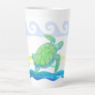 Tasse Latte Tortue bleue et verte