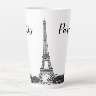 Tasse Latte Tour Eiffel noir et blanc