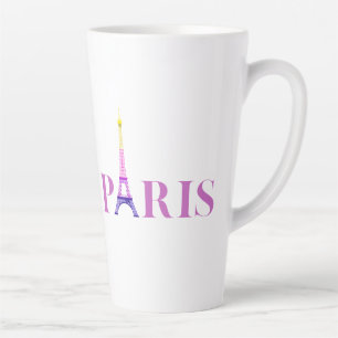 Tasse Latte Tour Eiffel-Paris-Vibrant et Coloré-