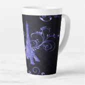 Tasse Latte Tour Eiffel Tourbillons floraux violets (Angle droit)