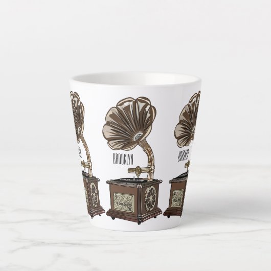 Tasse Latte Tourne-disque dessin animé (Devant)