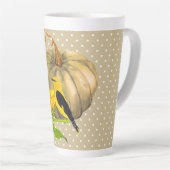 Tasse Latte Tournesol Citrouille d'automne et Finch (Angle droit)