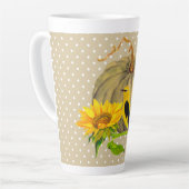 Tasse Latte Tournesol Citrouille d'automne et Finch (Angle gauche)