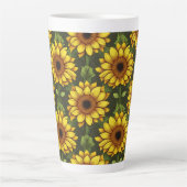 Tasse Latte Tournesol orange jaune avec vert et Brown (Devant)