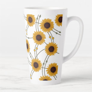 Tasse Latte Tournesols jaunes floraux rétro Art Nouveau aléato