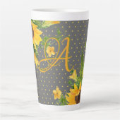 Tasse Latte Tournesols monogrammes Décor gris jaune (Devant)