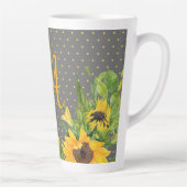 Tasse Latte Tournesols monogrammes Décor gris jaune (Droite)