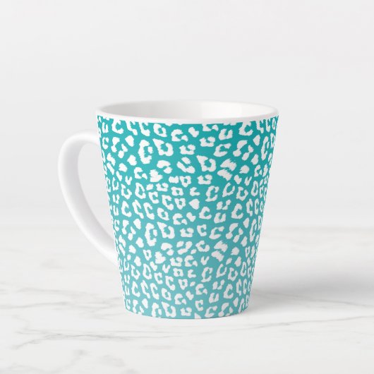 Tasse Latte Tourquoise Leopard Patters (Angle gauche)