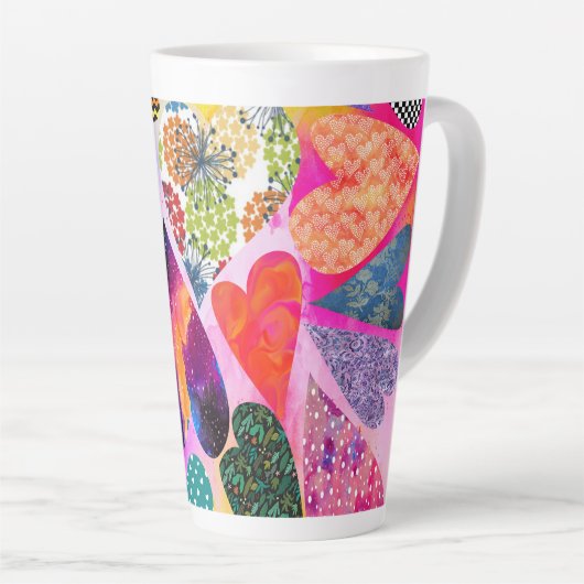 Tasse Latte Tous les Coeurs Multi Motifs et Couleurs Grosse Mu (Angle droit)