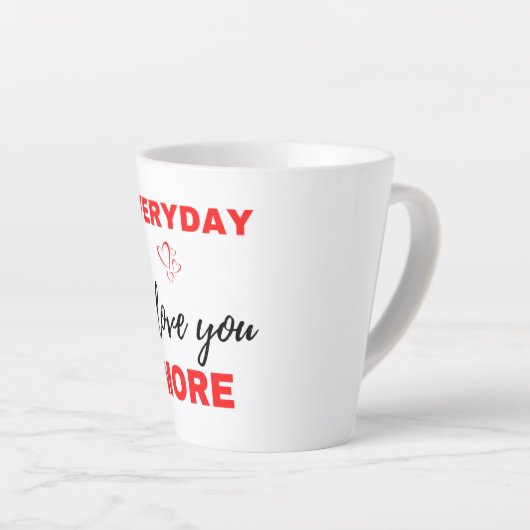 Tasse Latte Tous les jours je t'aime plus Noir (Angle droit)
