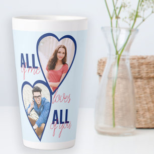 Tasse Latte Tout de moi aime tout de toi 2 Photo Cœur Bleu