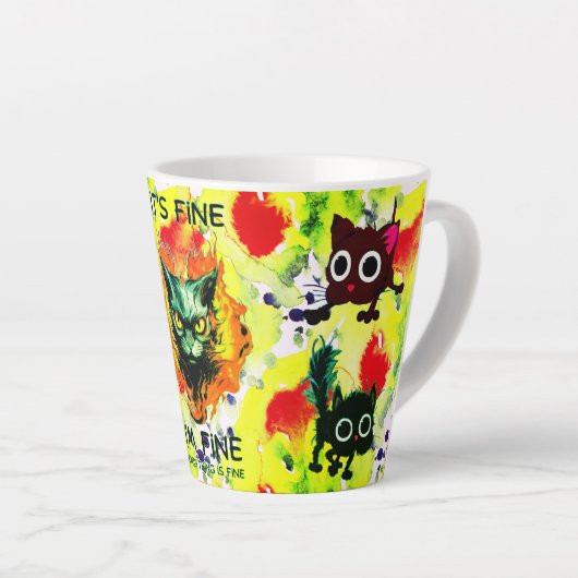 Tasse Latte Tout Vert, Rouge Boug Bouché (Angle droit)