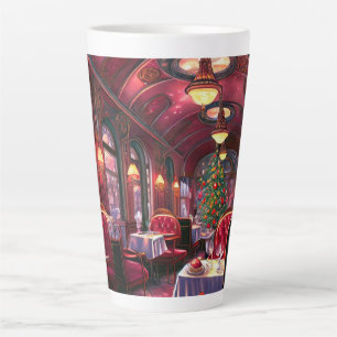 Tasse Latte Train à vapeur vintage de Noël en bois enneigé gel