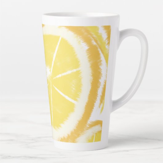 Tasse Latte Tranches Abstraites de tourbillons de citron (Droite)