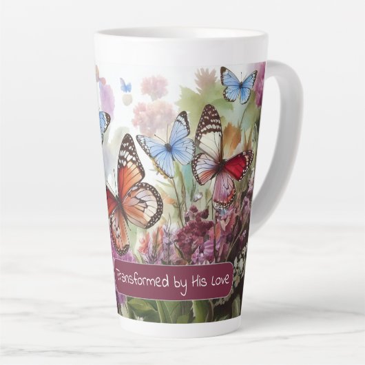 Tasse Latte Transformé par son amour et ses papillons (Angle droit)