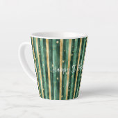 Tasse Latte Trèfle Vert Or Rayures de la Saint-Patrick (Angle gauche)