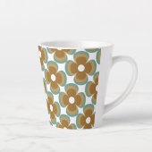 Tasse Latte Trendy Teal Caramel Retro Groovy Flowers Seamless  (Droite)
