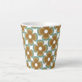 Tasse Latte Trendy Teal Caramel Retro Groovy Flowers Seamless  (Devant)