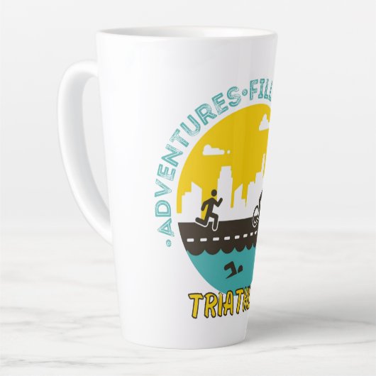 Tasse Latte Triathlon. L'aventure remplit votre âme (Angle gauche)
