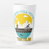 Tasse Latte Triathlon. L'aventure remplit votre âme (Devant)
