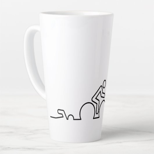 Tasse Latte Triathlon. Natation, cyclisme et course. (Angle gauche)