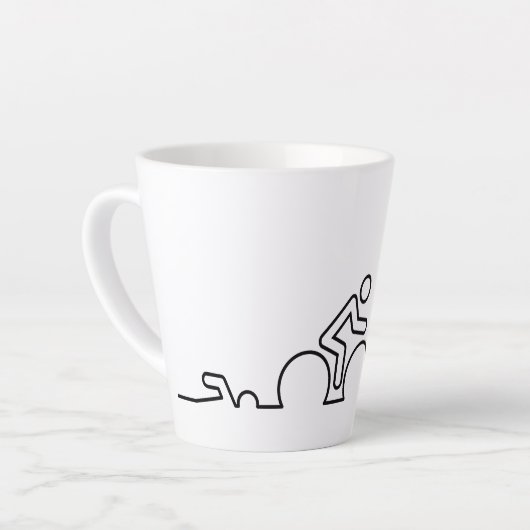 Tasse Latte Triathlon. Natation, cyclisme et course. (Angle gauche)