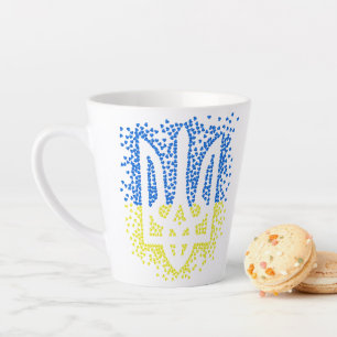 Tasse Latte Trident de l'emblème ukrainien tryzub dispersant l