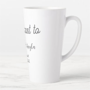 Tasse Latte Trinquons à la fête de fiançailles nom date élégan