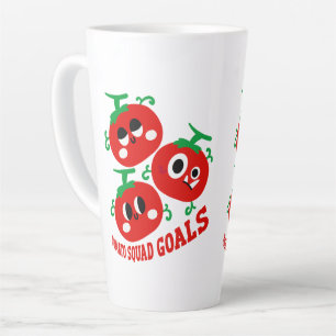 Tasse Latte Trio ludique dessiné à la main de visages de tomat