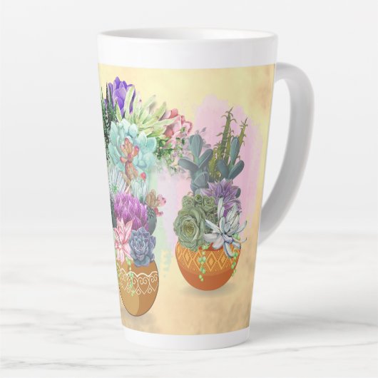 Tasse Latte Trio Succulent sur la tétine jaune  (Angle droit)