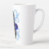 Tasse Latte Triple Jour Noir Des Crânes Morts Roses Bleus (Droite)