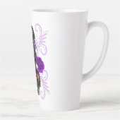 Tasse Latte Triple Jour Noir Des Crânes Morts Roses Violets (Droite)