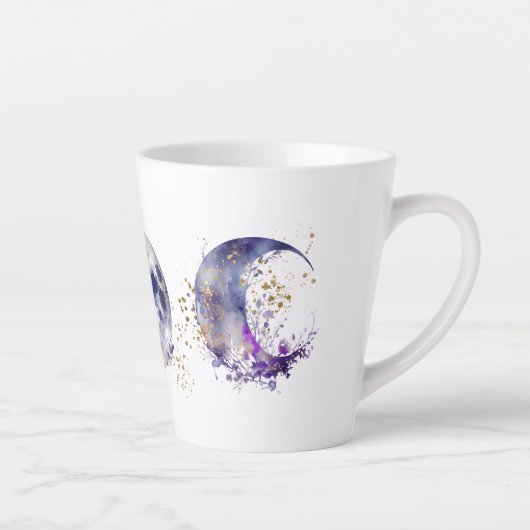 Tasse Latte Triple lune violet et or (Droite)