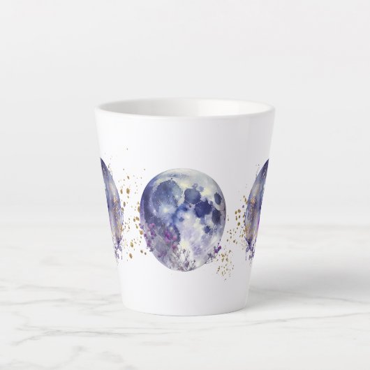 Tasse Latte Triple lune violet et or (Devant)