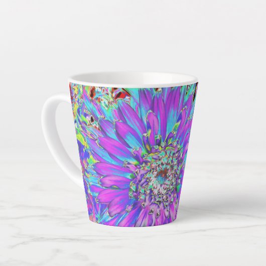 Tasse Latte Trippy Abstrait Aqua, Lime Green et Purple Dahlia (Angle gauche)