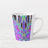 Tasse Latte Trippy Abstrait Aqua, Lime Green et Purple Dahlia (Droite)