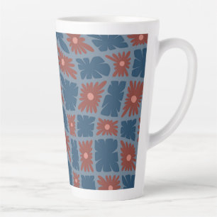 Tasse Latte Trippy super 60s Flower Checks Blue Red