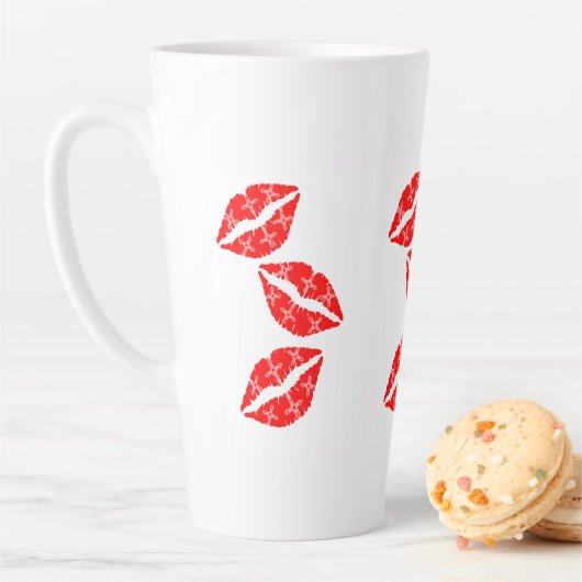 Tasse Latte Trois baisers rouge à lèvres avec cadeau motif bla (En situation)