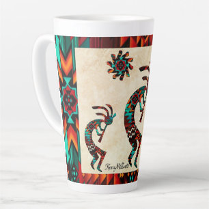 Tasse Latte Trois bouquets de latte Kokopelli du Sud-Ouest