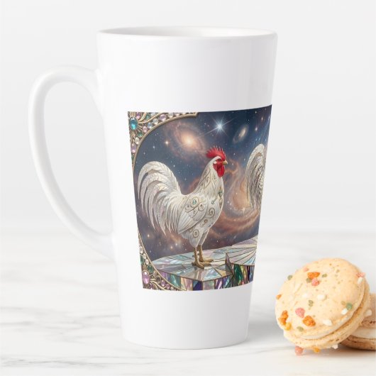 Tasse Latte Trois coqs blancs. (En situation)