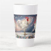 Tasse Latte Trois coqs blancs. (Devant)