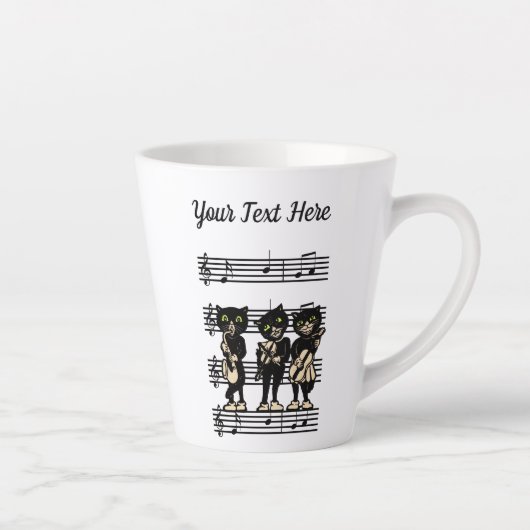 Tasse Latte Trois musiciens de jazz de chats noirs Notes music (Droite)