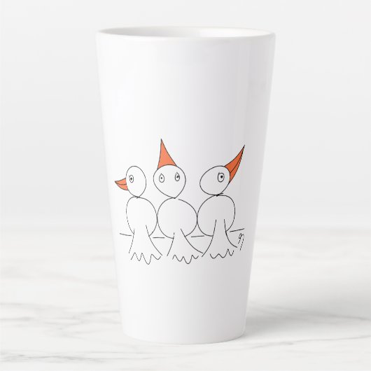 Tasse Latte Trois oiseaux sur le fil (Devant)