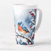 Tasse Latte Trois petits oiseaux chanteurs et des berrières ro (Angle droit)