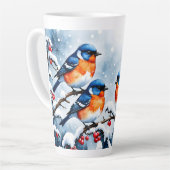 Tasse Latte Trois petits oiseaux chanteurs et des berrières ro (Angle gauche)