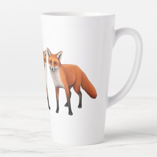 Tasse Latte Trois Renards Rouges Art (Droite)