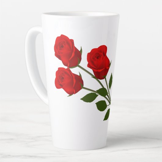 Tasse Latte Trois Roses Rouges (Angle gauche)