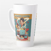 Tasse Latte Trop de main d'oeuvre - Conception rétro féministe (Angle gauche)