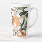Tasse Latte Tropcal Orange & Flowers Watercolor Pattern (Droite)