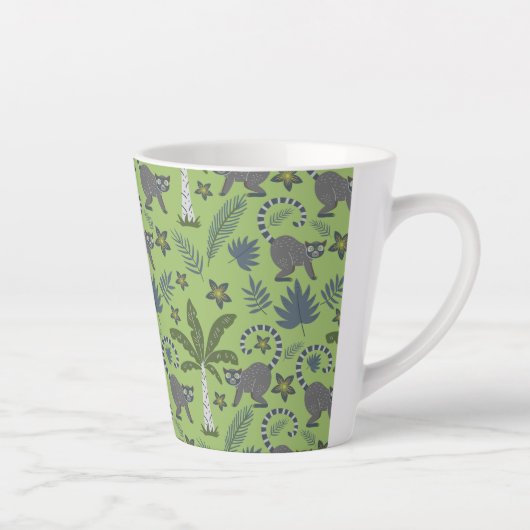 Tasse Latte Tropical animals seamless pattern green and grey (Droite)